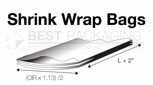 Diagram with formula for calculating shrink wrap bags dimensions